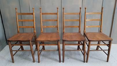 Set of 4 Antique Oak Arts & Crafts Church Chairs, £264