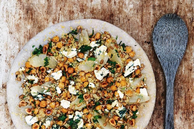 Pickled pear, hazelnut, chickpea, quinoa and blue cheese salad House