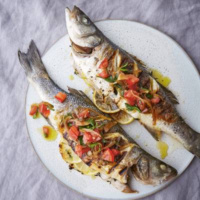 Baked Sea-Bass Fillets with Lemon-and-Avocado Oil and Crispy Capers ...