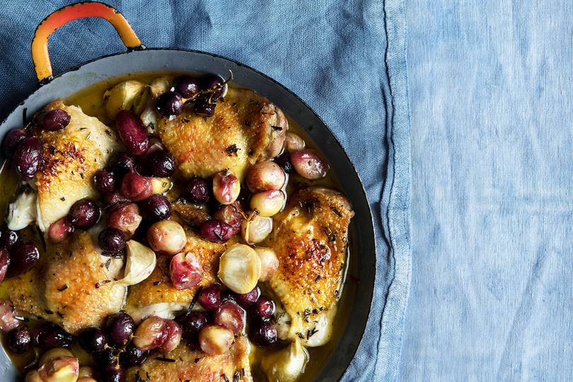 Chicken thigh recipe - Tuscan chicken with sweet wine and grapes