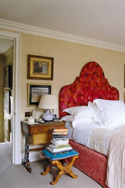 Cream Bedroom with Patchwork Headboard