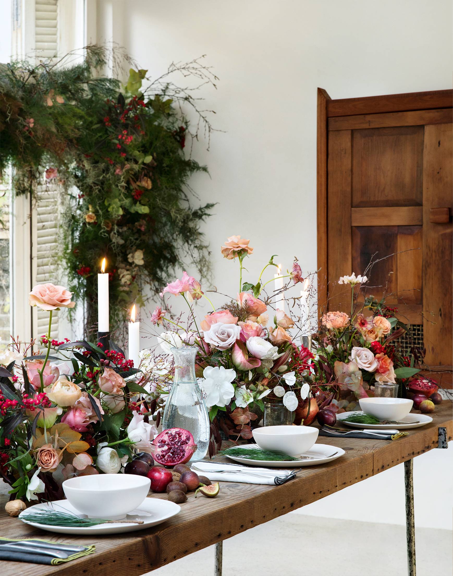 christmas flower displays tables