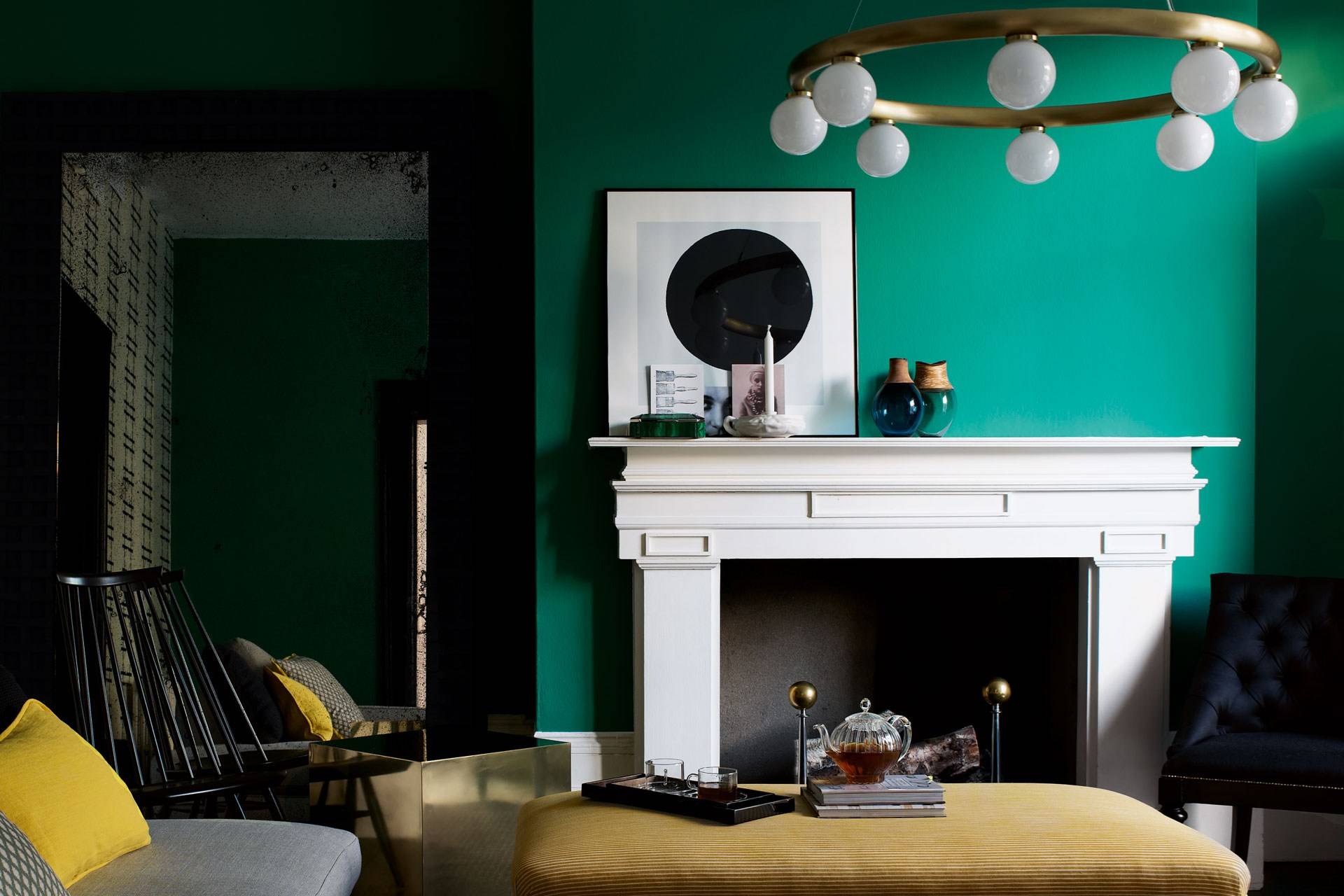 Green Colour Wall Paint Design For Living Room