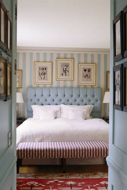 English Blue Stripe Scheme - Bedroom Design Ideas & Images